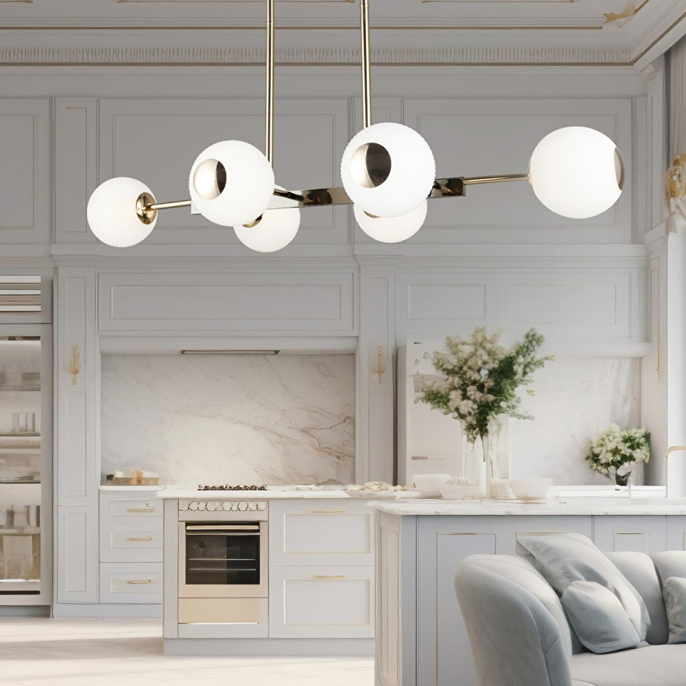 Apliqa Sofia Sıralı 60 Watt Siyah Gold Modern Oturma Odası, Yemek Masası Üstü, Salon Avize görseli 1