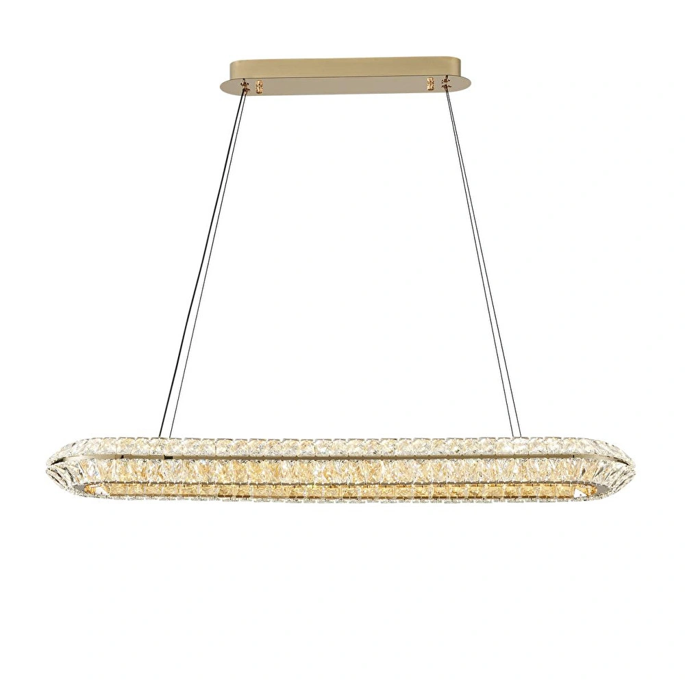 Apliqa Kyler Sıralı Gold 120 Watt Kristalli 3 Renkli Led Sarkıt Avize görseli 2