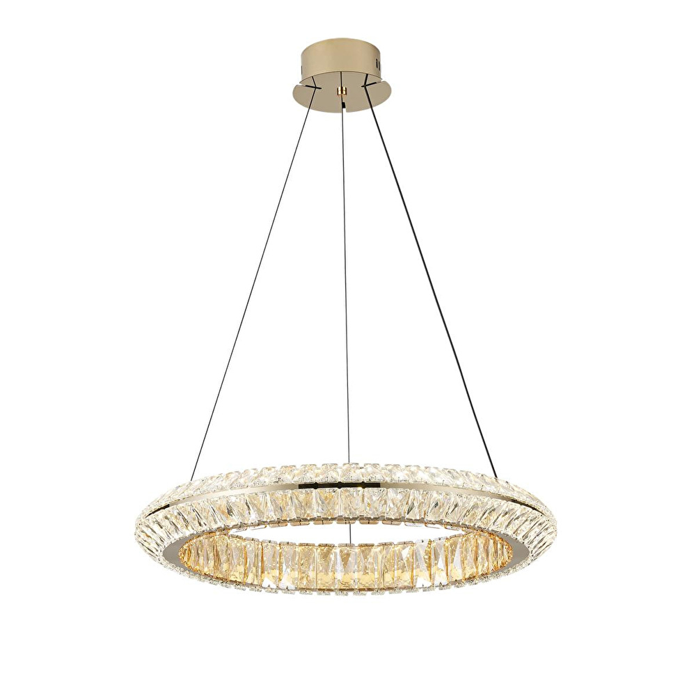 Apliqa Kyler 60'lık Gold 90 Watt Kristalli 3 Renkli Led Sarkıt Avize görseli 2