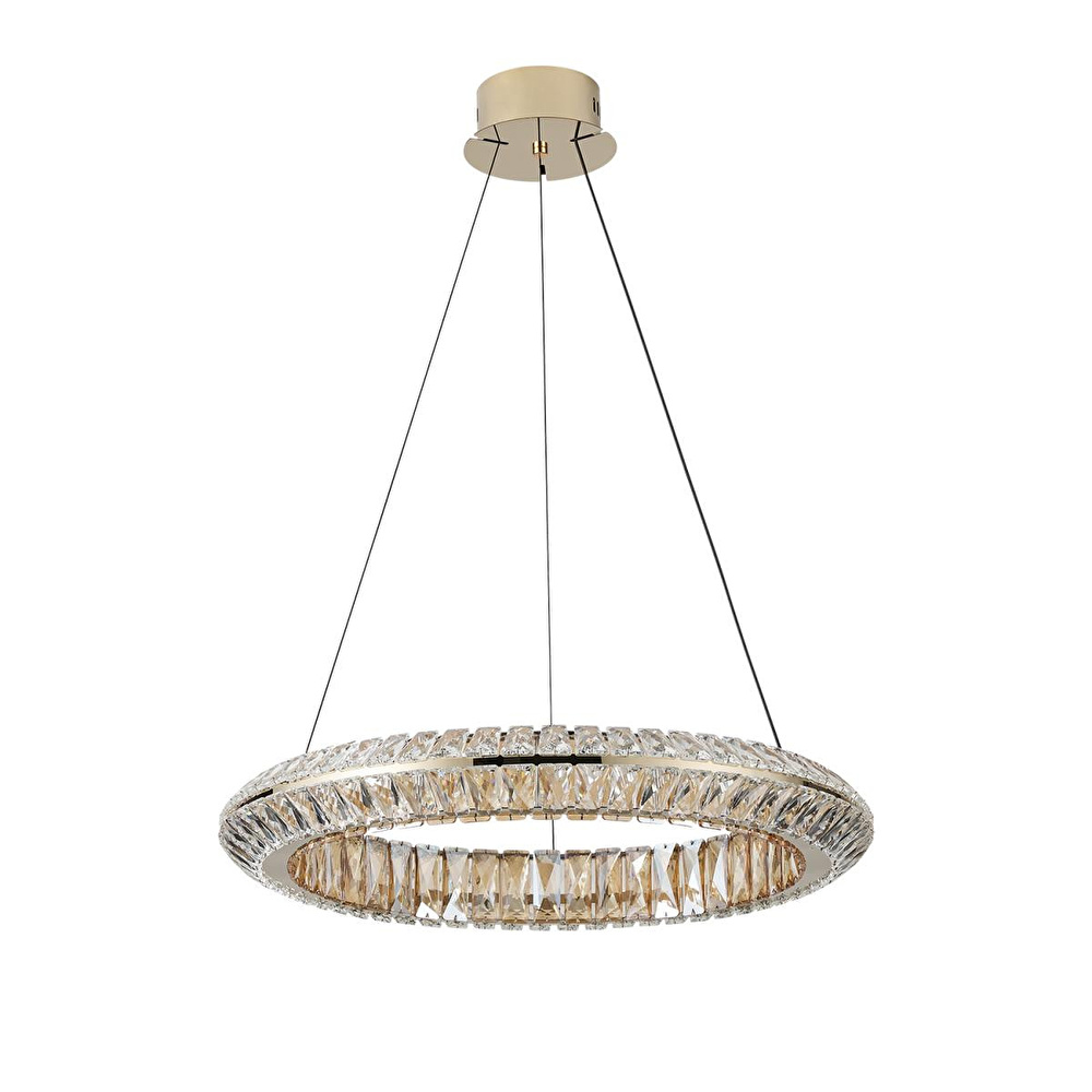 Apliqa Kyler 60'lık Gold 90 Watt Kristalli 3 Renkli Led Sarkıt Avize görseli 4