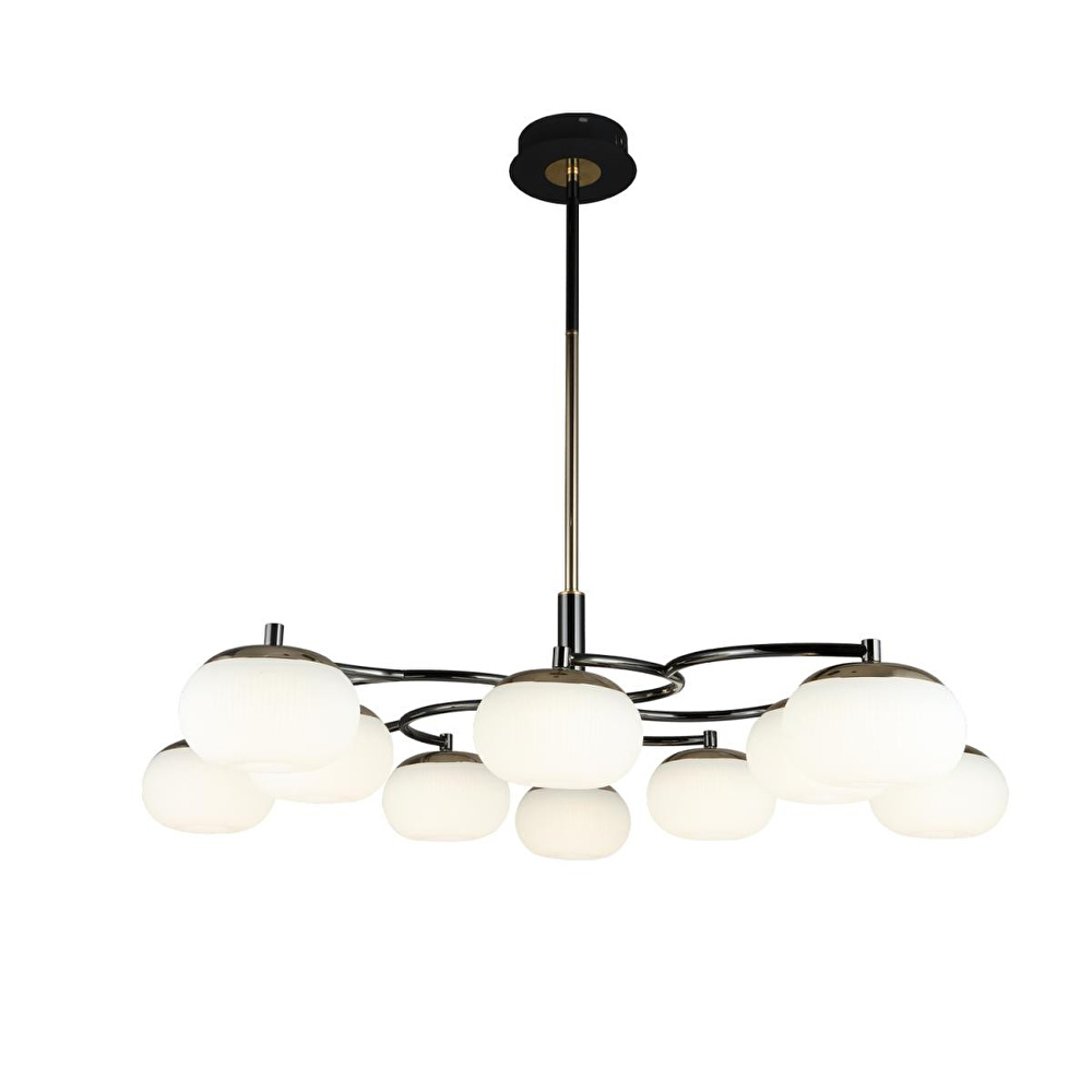 Apliqa Pura 10'lu Siyah Gold 100 Watt Yuvarlak Modern Oturma Odası, Salon Avize görseli 2