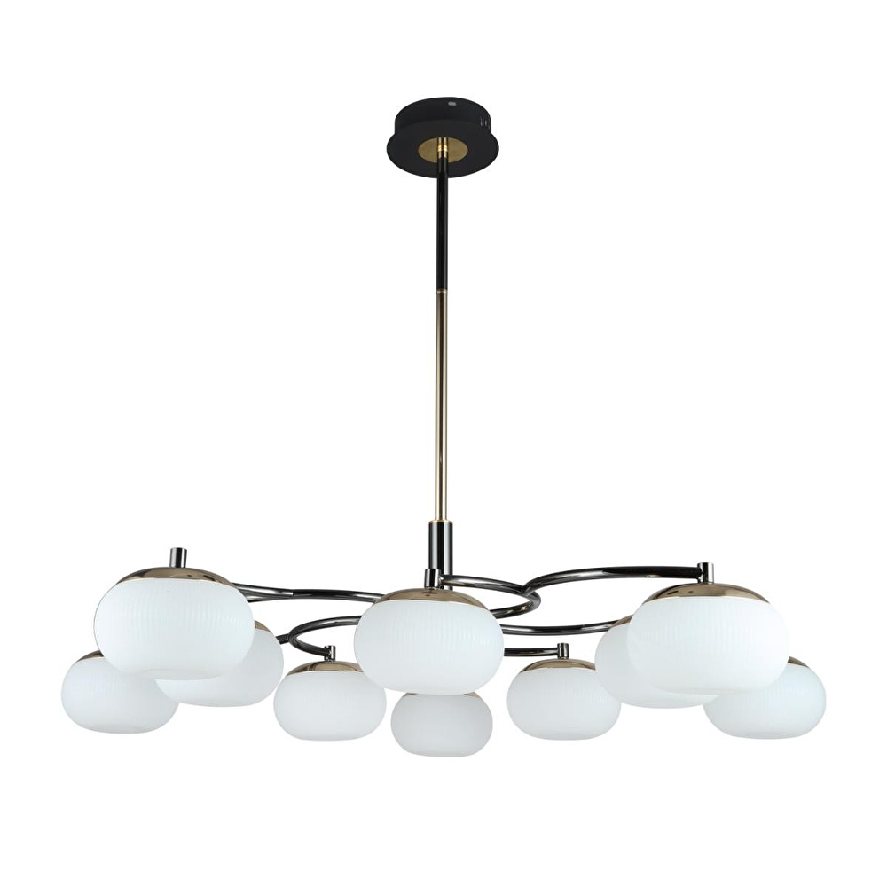 Apliqa Pura 10'lu Siyah Gold 100 Watt Yuvarlak Modern Oturma Odası, Salon Avize görseli 3