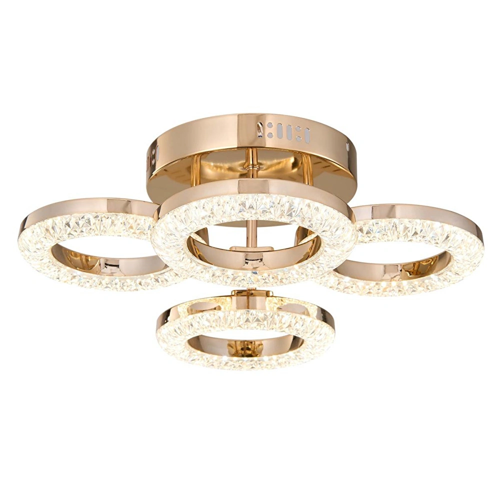 Apliqa Oylum 4'lü Gold 24 Watt Kristalli Koridor Salon Led Plafonyer Avize görseli 4