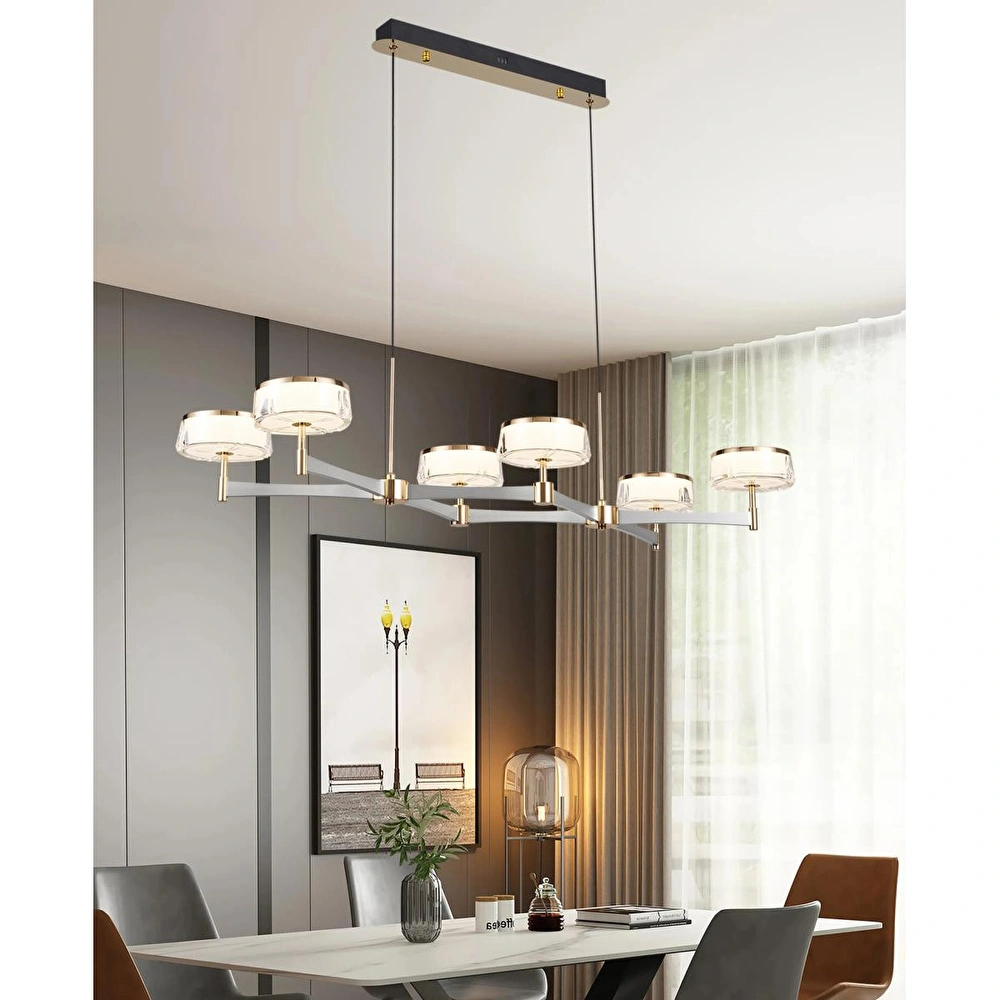 Apliqa Grayson Krom 6'lı 72 Watt Sıralı 3 Renkli Led Salon Avize görseli 1