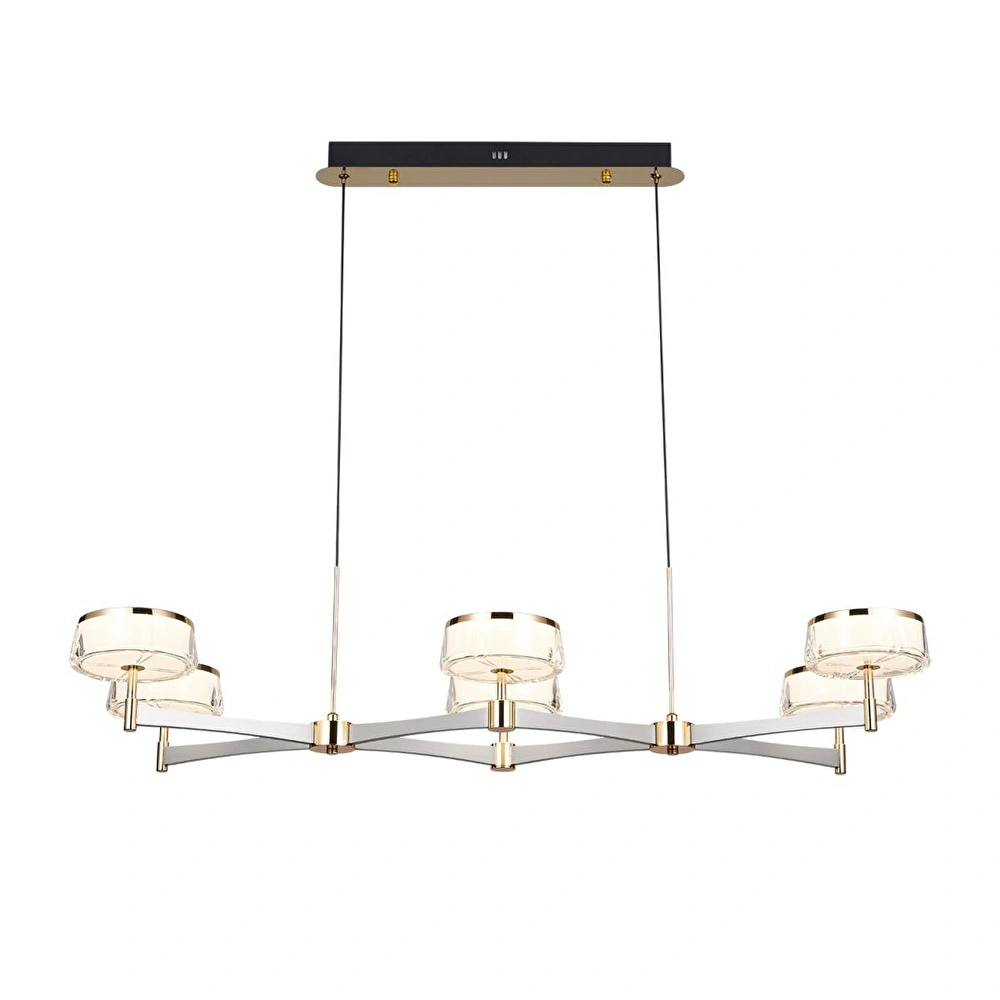 Apliqa Grayson Krom 6'lı 72 Watt Sıralı 3 Renkli Led Salon Avize görseli 3