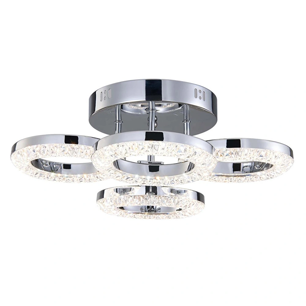 Apliqa Oylum 4'lü Krom 24 Watt Kristalli Koridor Salon Led Plafonyer Avize görseli 2