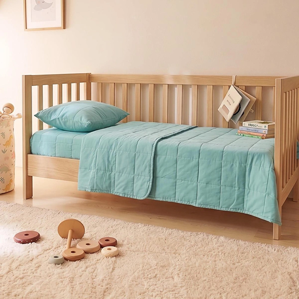 Ocean Home Textile %100 Pamuk Kumaş Kapitoneli Mint Çok Amaçlı Bebek Yatak Örtüsü Seti 1 Adet 100 X 150 / 1 Adet 37 X 47 Cm görseli 5