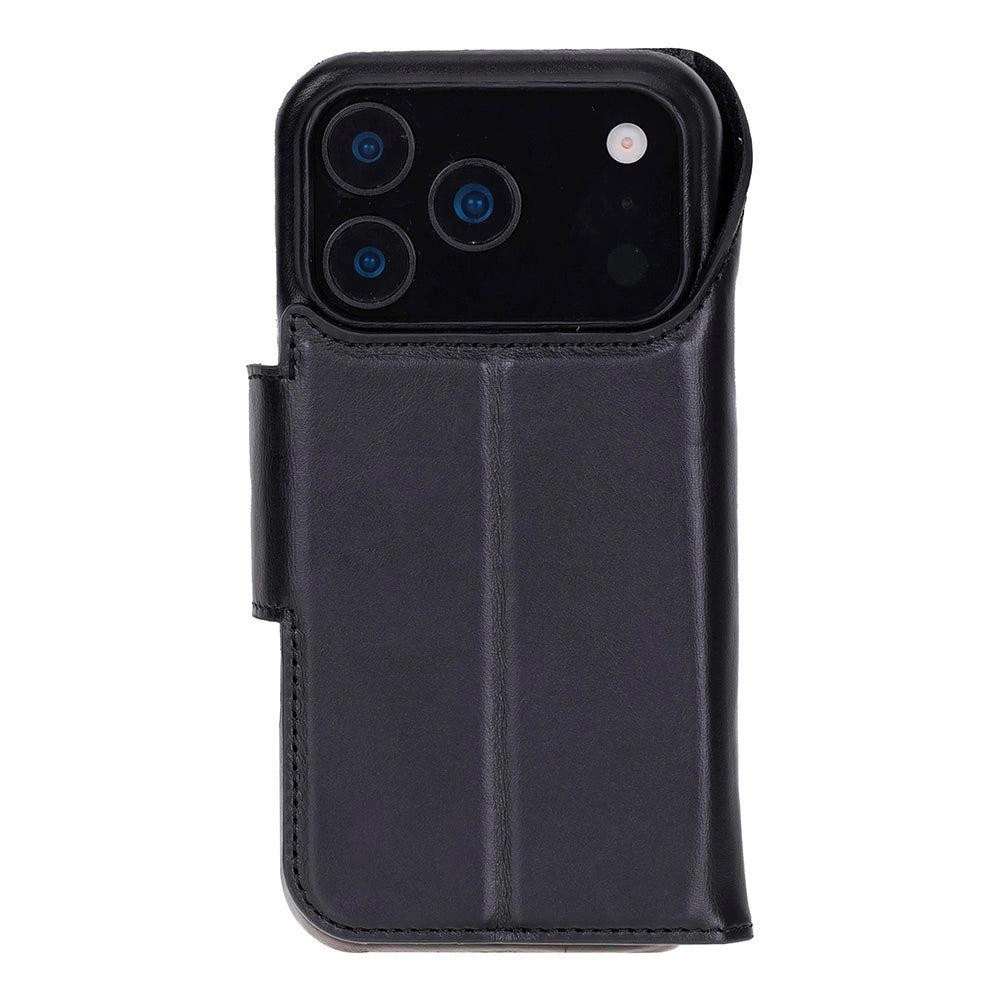 Bloominbag Porta Noir Black Deri Iphone 17 Pro Max(6.9") Hakiki Deri Çıkarılabilir Cüzdanlı Telefon Kılıfı görseli 2
