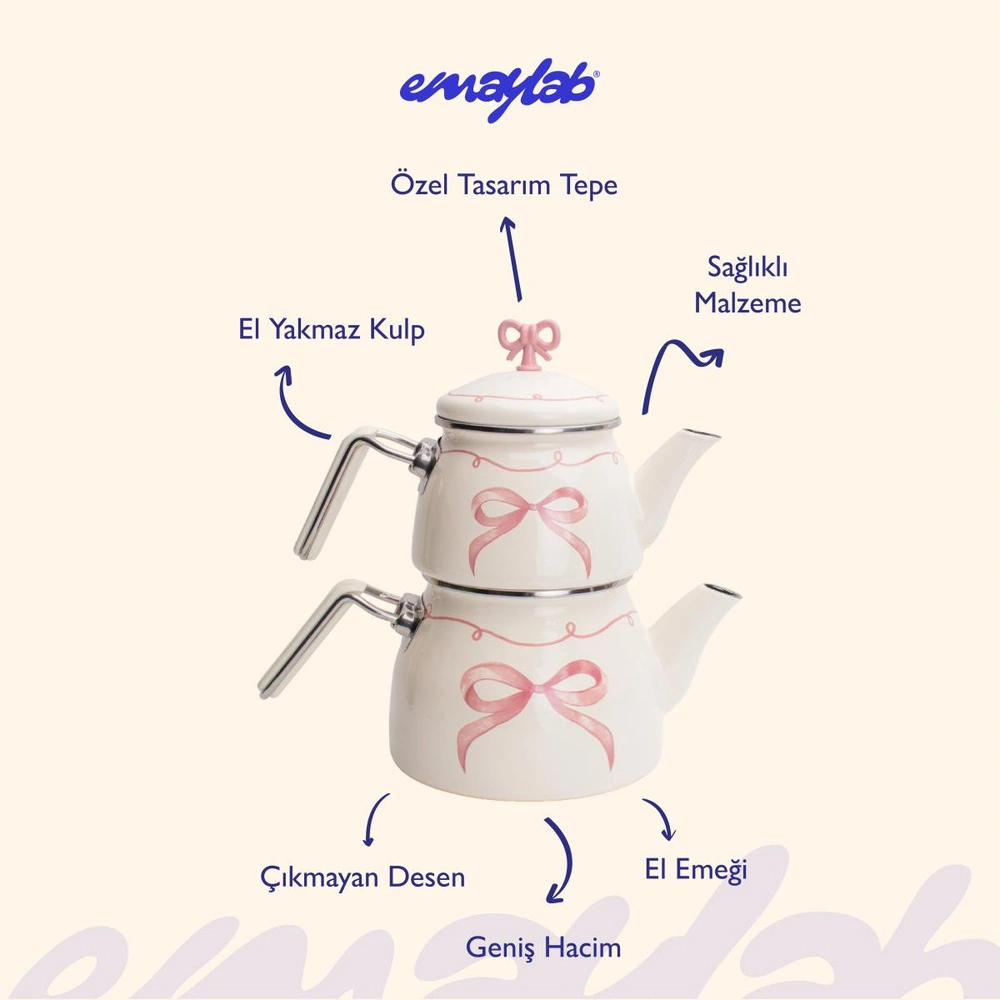 Emaylab Rebel Bow Emaye Çaydanlık Takımı görseli 5