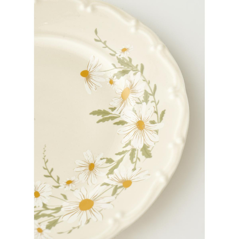 Bella Maison Daisy Porselen 6'lı Pasta Tabağı Krem (20 Cm) Bej görseli 3