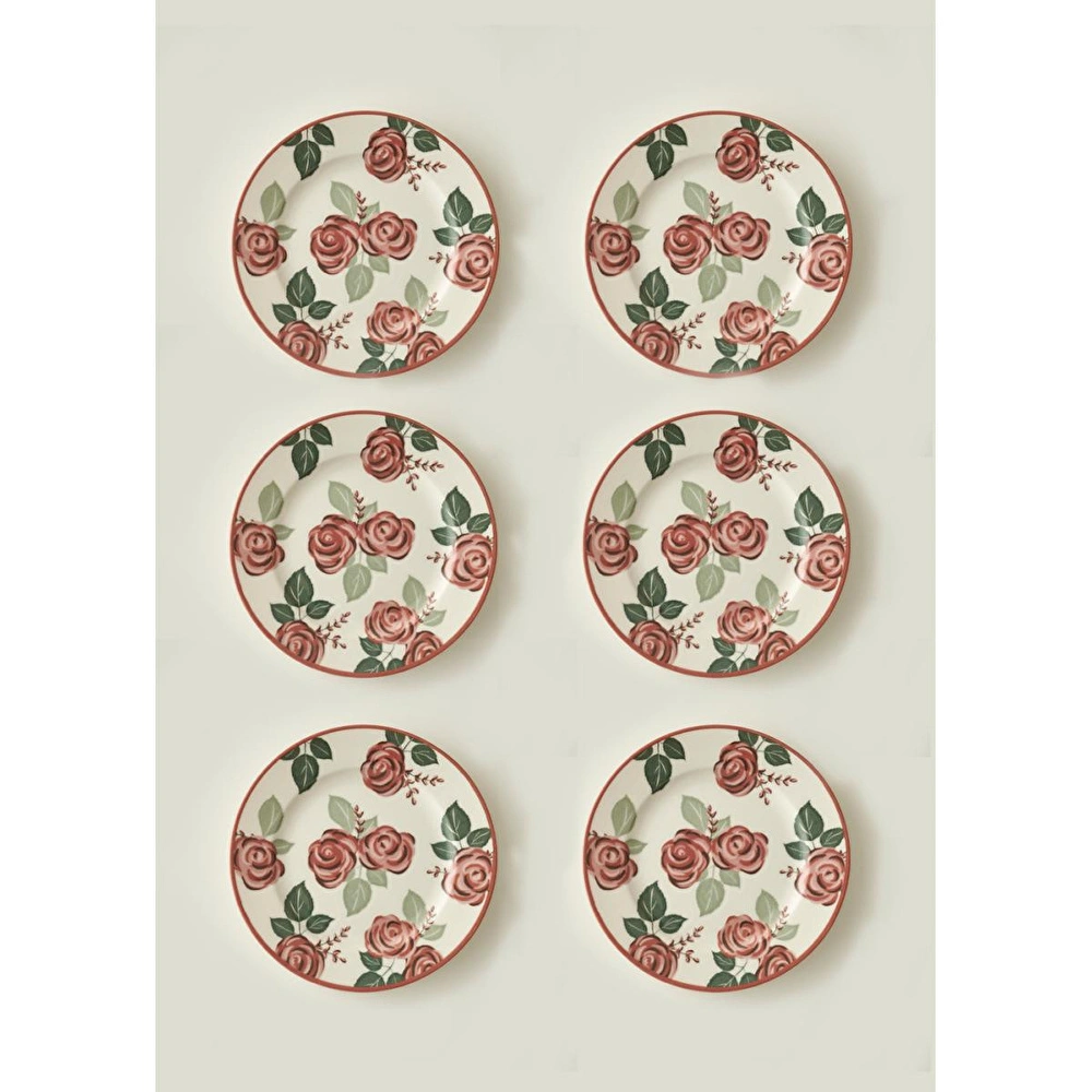 Bella Maison Rose Porselen 6'lı Pasta Tabağı (21 Cm) görseli 1