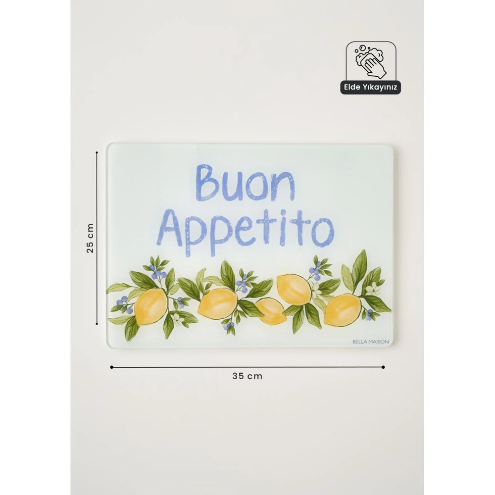 Bella Maison Lemoncello Cam Kesme Tahtası (35x25 Cm) Çok Renkli görseli 5