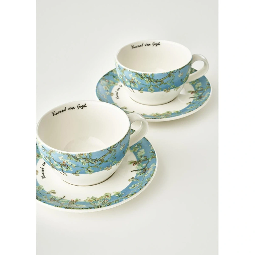 Bella Maison Van Gogh Almond Blossom 2'li Çay Fincanı Seti Turkuaz (270 Cc) Mavi görseli 6