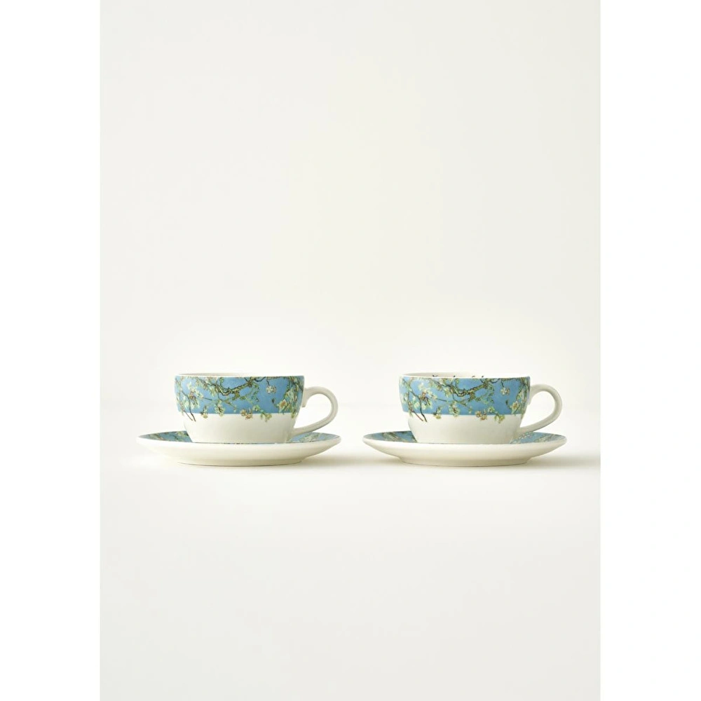 Bella Maison Van Gogh Almond Blossom 2'li Çay Fincanı Seti Turkuaz (270 Cc) Mavi görseli 5