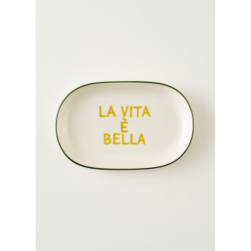 Bella Maison Line Oval Porselen Sunum Tabağı Yeşil (23x14 Cm) Yeşil görseli 4