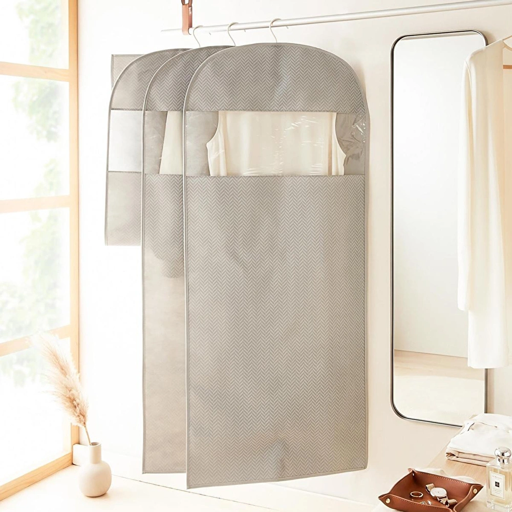 Ocean Home Textile 3'lü Gri Balıksırtı Elbise Kılıfı Set 60 X 135 Cm görseli 1