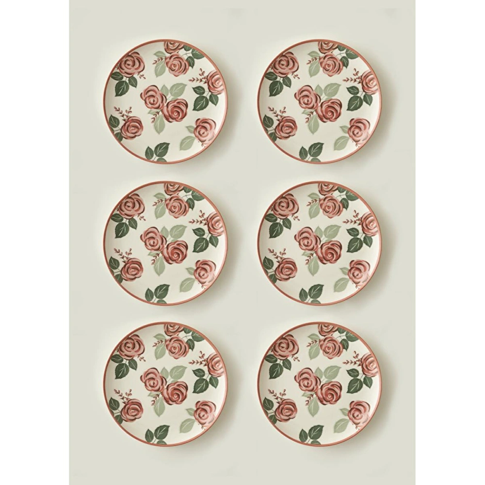 Bella Maison Rose Porselen 6'lı Servis Tabağı (26 Cm) görseli 1