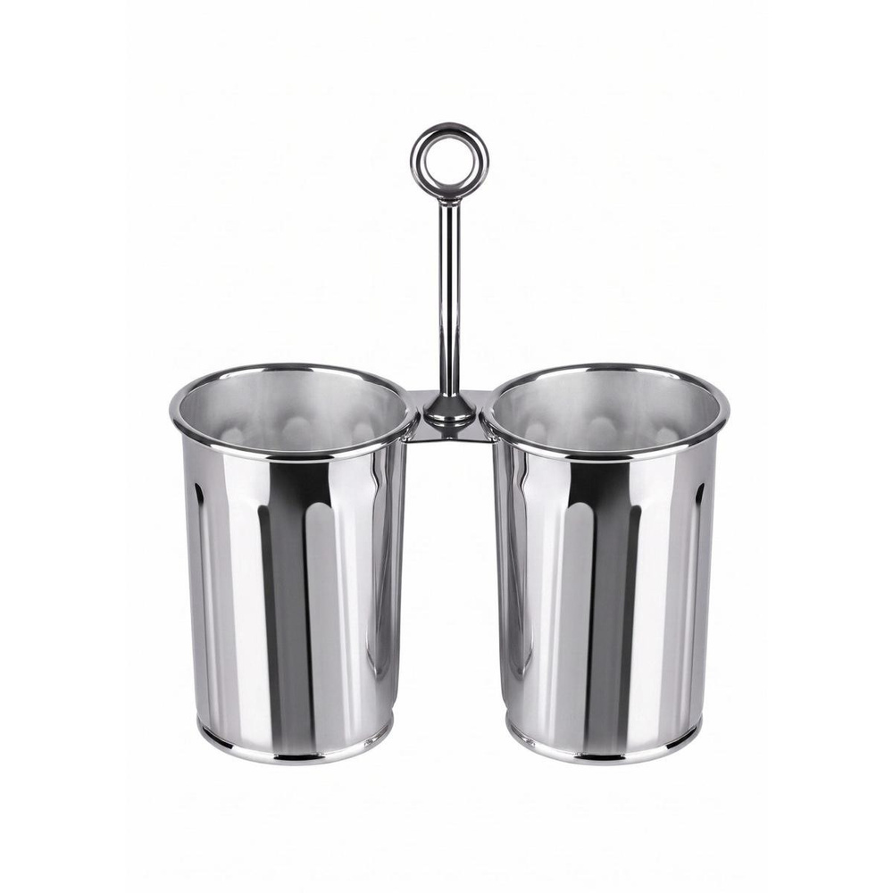 The Mia Krom Çift Bölmeli Kulplu Galvaniz Sunumluk 25 Cm görseli 3
