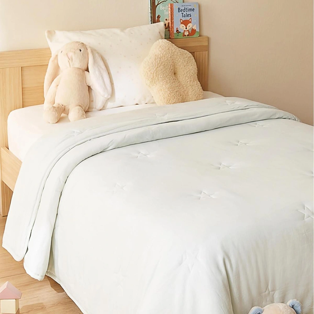Ocean Home Textile %100 Pamuk Penye Mavi Yıldız Nakışlı Çocuk Tek Kişilik Çok Amaçlı Örtü 155 X 215 Cm görseli 3