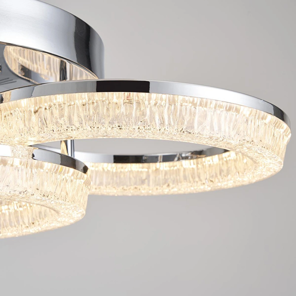 Apliqa Gomez 3'lü Krom 96 Watt Plafonyer 3 Renkli Led Avize görseli 5