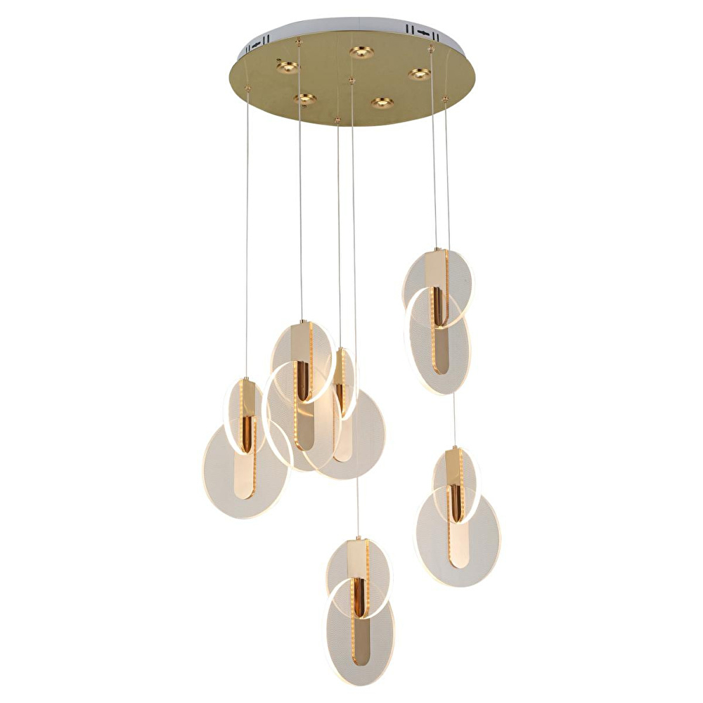 Apliqa Mirabella 6 Lı Yuvarlak 128 Watt 3 Renkli Ledli Modern Tasarım Oturma Odası Salon Sarkıt Avize görseli 2