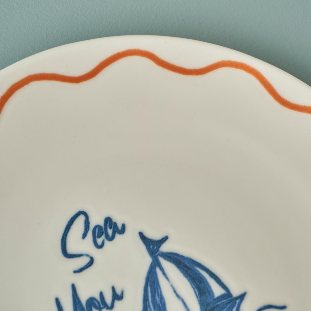 Bella Maison Marine Porselen 6'lı Pasta Tabağı Seti Mavi (19 Cm) Çok Renkli görseli 3