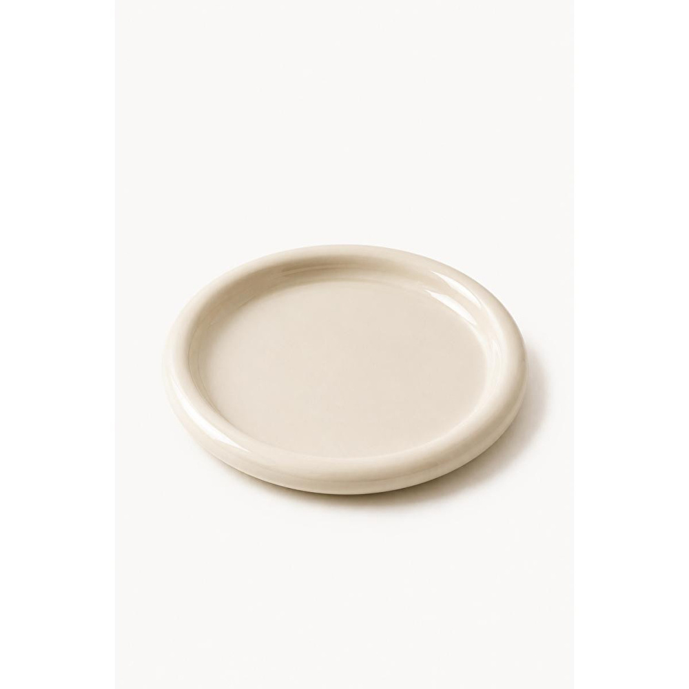 Beige & Stone Seramik Krem Donut Kahvaltı Pasta Yemek Ve Tatlı Servis Tabak 25 Cm görseli 3