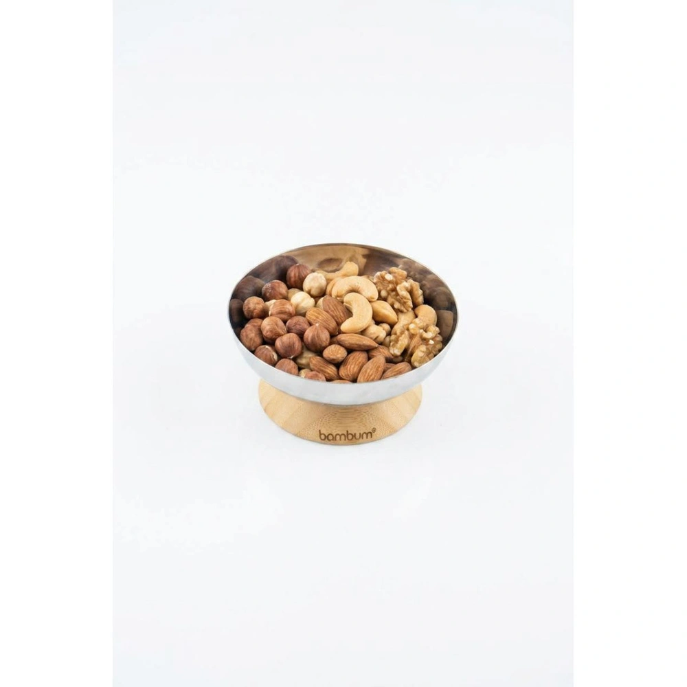 Bambum Mina - Bambu Altlıklı Çelik Sunum Tabağı 12cm görseli 4
