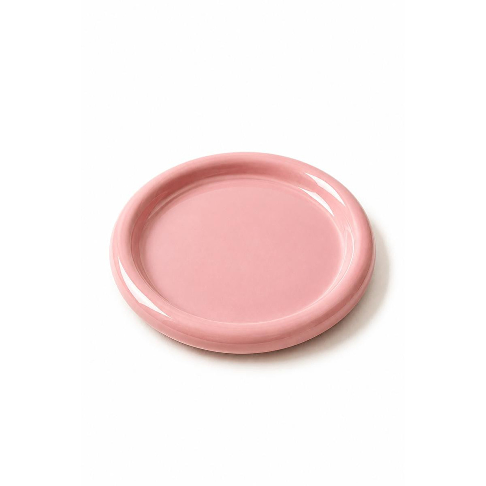 Beige & Stone Seramik Pembe Donut Kahvaltı Pasta Yemek Ve Tatlı Servis Tabak 25 Cm görseli 3