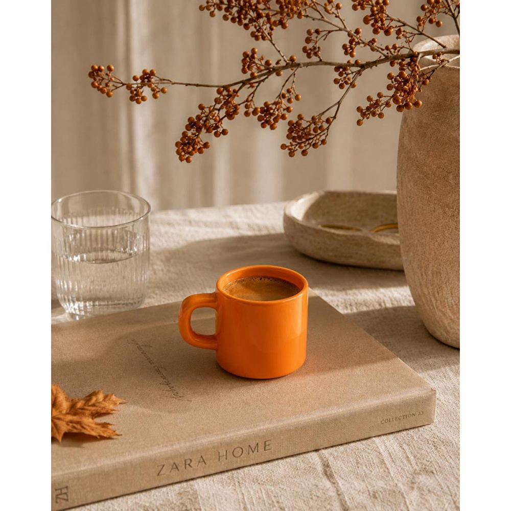Beige & Stone Turuncu Seramik Fincan 175 Ml Kahve Çay Espresso Ve Türk Kahvesi Fincanı görseli 1