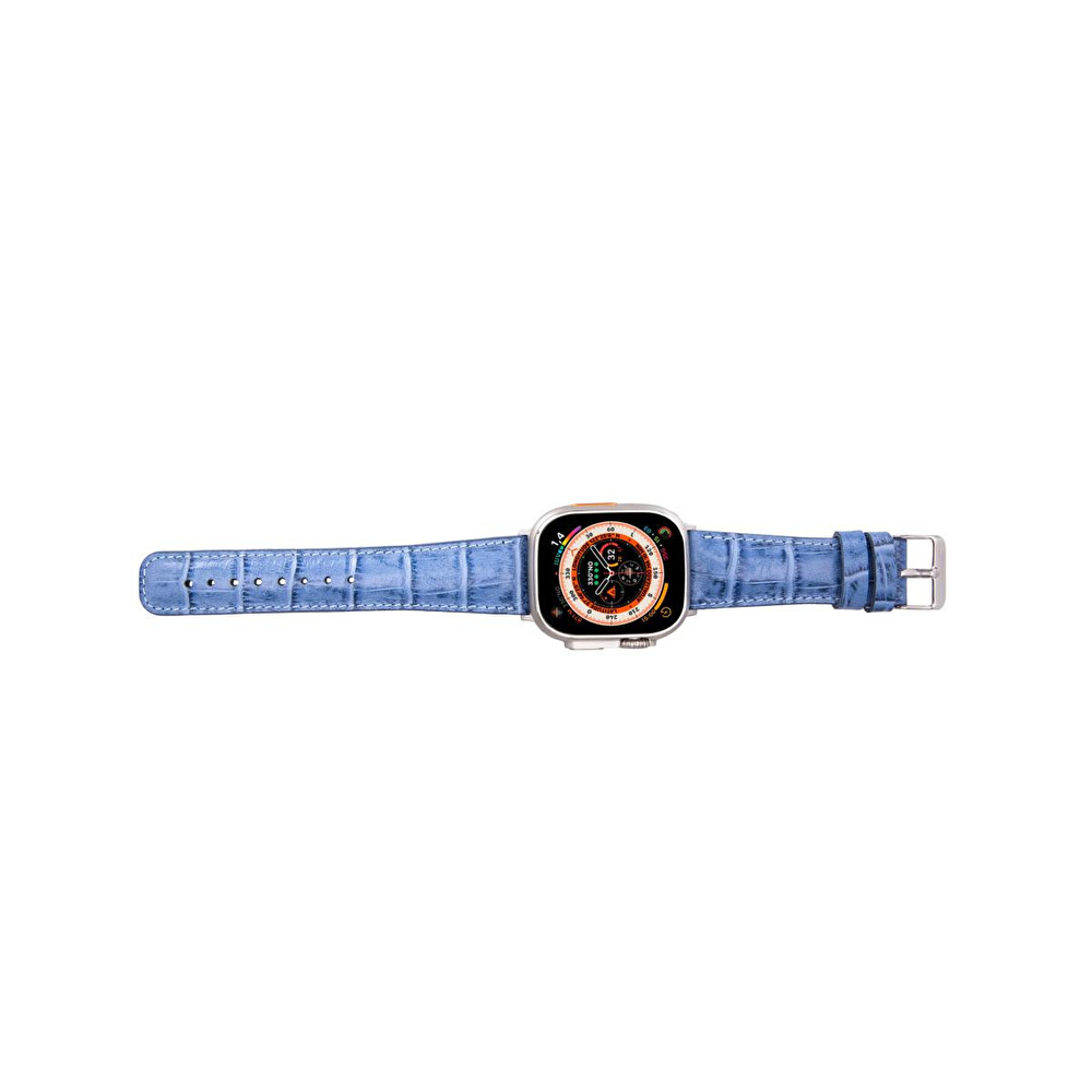 Bloominbag Bloominband Midnight Marine Croco Deri Apple Watch Kordonu-44/45/46/49mm görseli 3