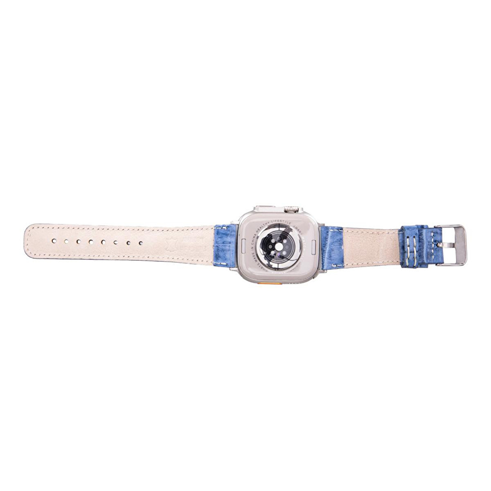 Bloominbag Bloominband Midnight Marine Croco Deri Apple Watch Kordonu-44/45/46/49mm görseli 4
