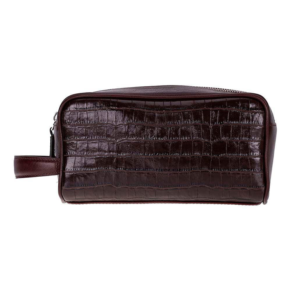 Bloominbag Burgundy Croco Hakiki Deri Unisex Seyahat Bakım Çantası görseli 2