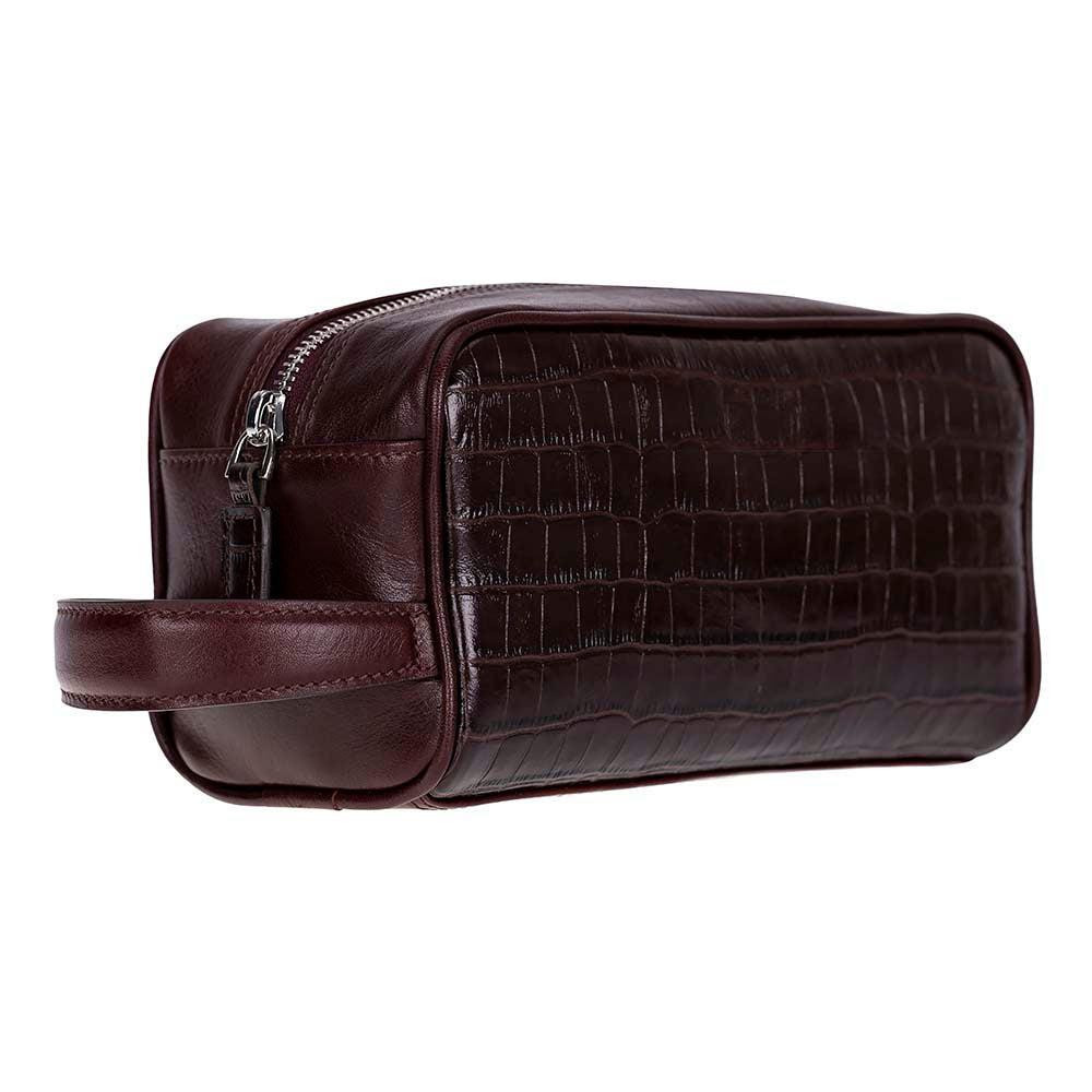 Bloominbag Burgundy Croco Hakiki Deri Unisex Seyahat Bakım Çantası görseli 1