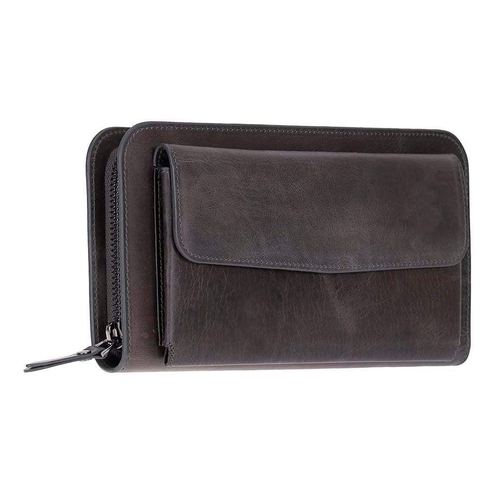 Bloominbag Faron Ash Graphite Telefon Bölmeli Hakiki Deri Unisex Clutch Çanta görseli 1
