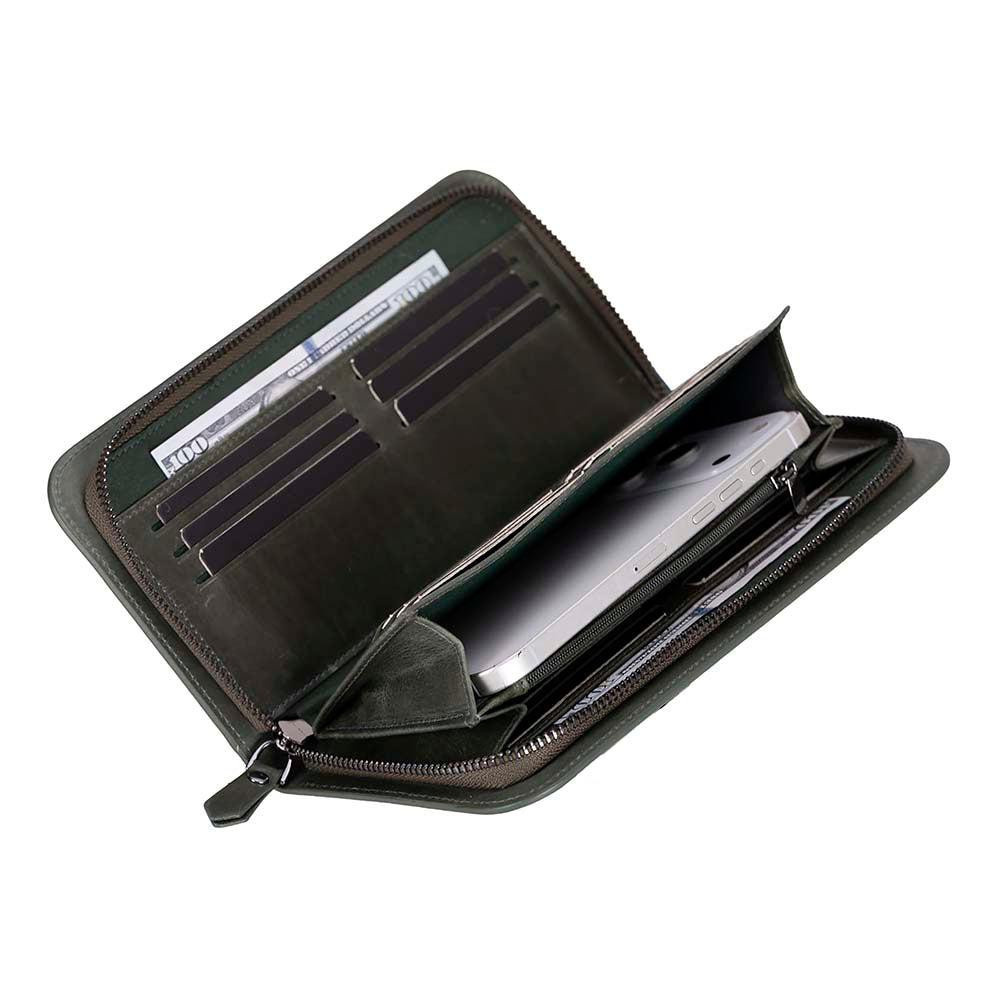 Bloominbag Faron Ash Graphite Telefon Bölmeli Hakiki Deri Unisex Clutch Çanta görseli 5