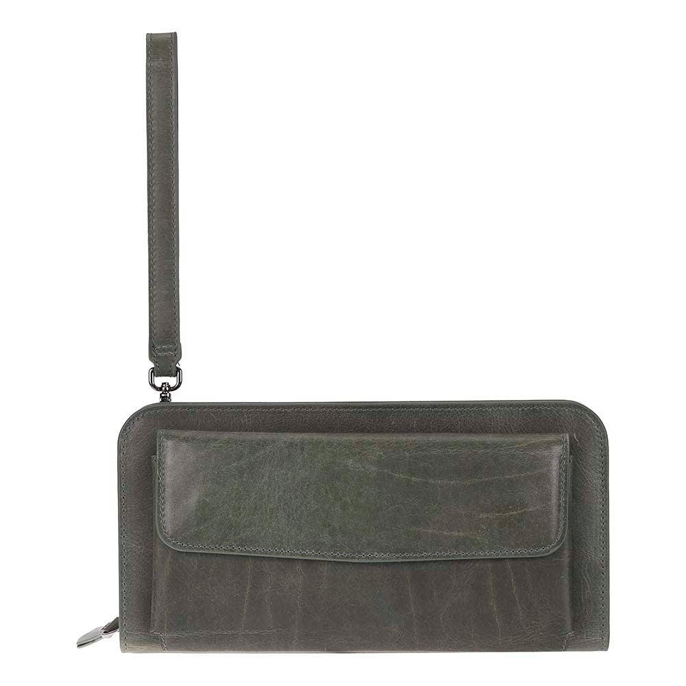 Bloominbag Faron Forest Green Telefon Bölmeli Hakiki Deri Unisex Clutch Çanta görseli 4