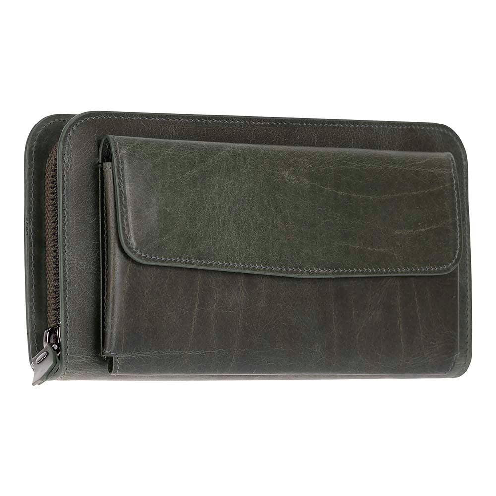 Bloominbag Faron Forest Green Telefon Bölmeli Hakiki Deri Unisex Clutch Çanta görseli 1