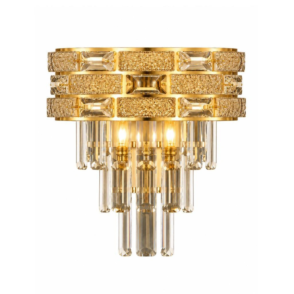 Apliqa Dolares Gold 40 Watt Kristal Taşlı Duvar Lambası Salon Aplik görseli 4