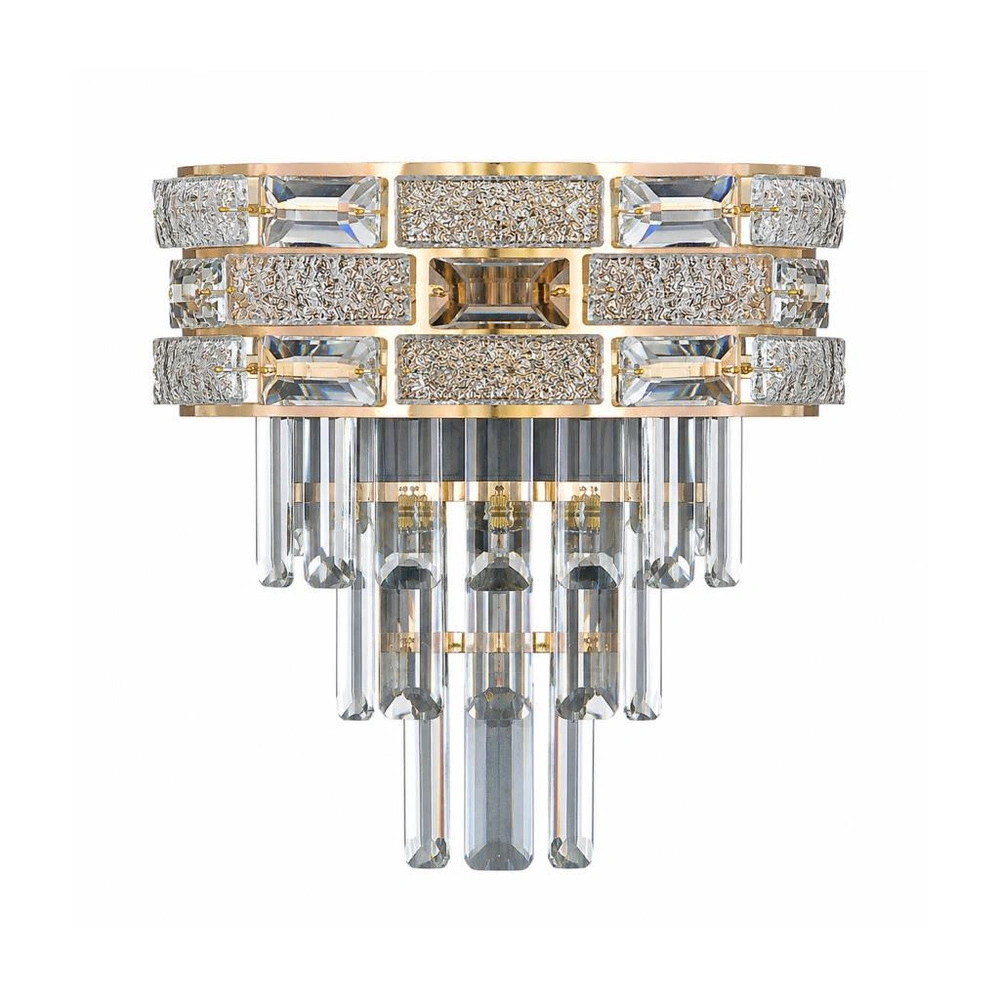 Apliqa Dolares Gold 40 Watt Kristal Taşlı Duvar Lambası Salon Aplik görseli 3