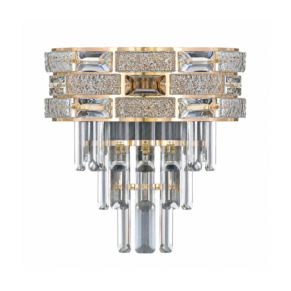 Apliqa Dolares Gold 40 Watt Kristal Taşlı Duvar Lambası Salon Aplik görseli 5