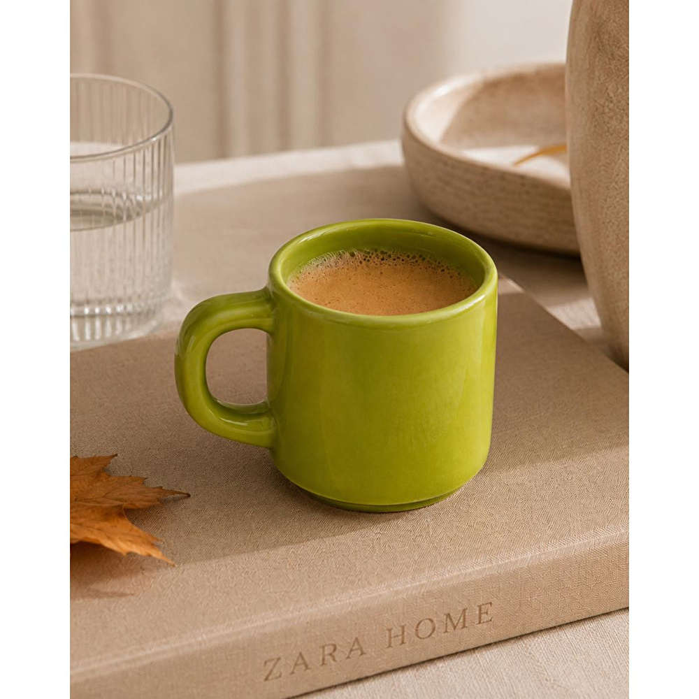 Beige & Stone Yeşil Seramik Fincan 175 Ml Kahve Çay Espresso Ve Türk Kahvesi Fincanı görseli 2