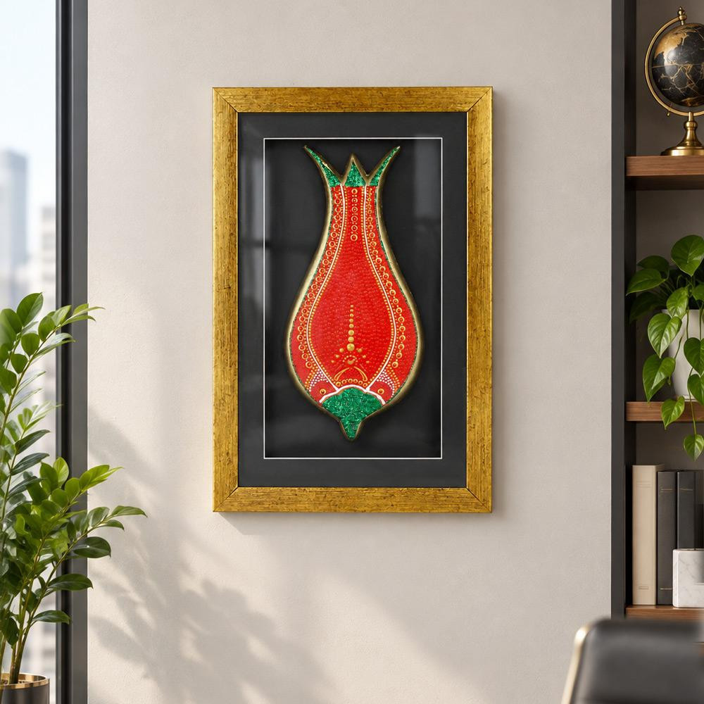 Coho Objet Coho Art Kırmızı Lale Sembolü - Çerçeveli görseli 2