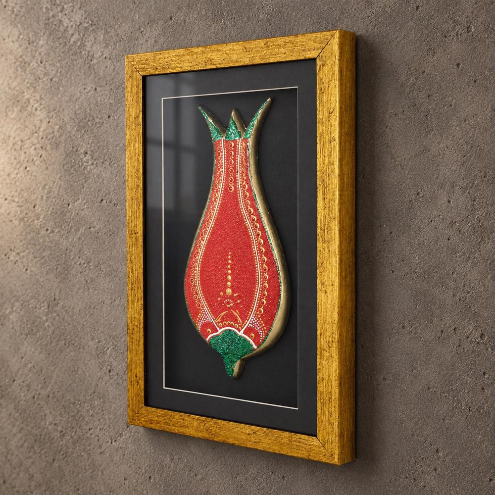 Coho Objet Coho Art Kırmızı Lale Sembolü - Çerçeveli görseli 3