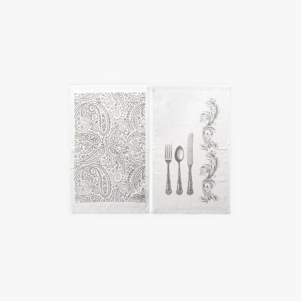 Green Black Meal 2'li Mutfak Havlu Seti Baskılı 40x60 görseli 2