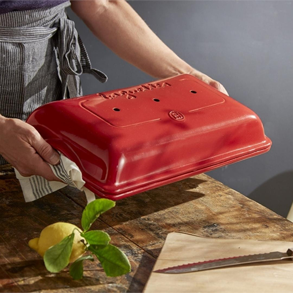 Emile Henry 3 Lü Baget Ekmek Kabı Dikdörtgen 39 X 23 Cm - Kırmızı görseli 5
