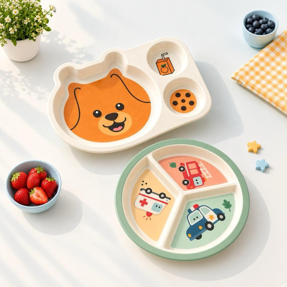 Wumboo 2'li Melamin Çocuk Tabağı - Ekstra Dayanıklı Bpa Free Beslenme Seti- Kırılmaz Çocuk Beslenme Tabağı görseli 1