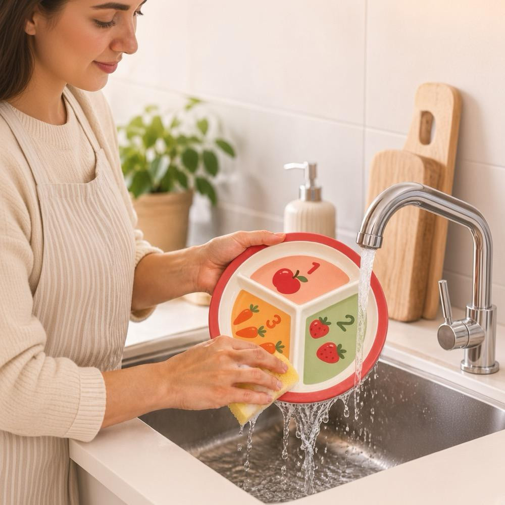Wumboo 3 Bölmeli Melamin Çocuk Tabağı-ekstra Dayanıklı Bpa Free Beslenme Tabağ-eğitici Sayılar Çocuk Tabağı görseli 3