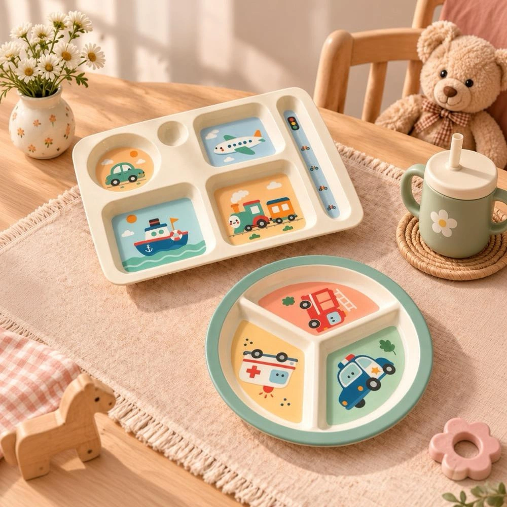 Wumboo 2'li Melamin Çocuk Tabağı - Ekstra Dayanıklı Bpa Free Beslenme Seti- Kırılmaz Çocuk Beslenme Tabağı görseli 4