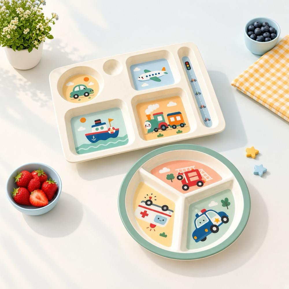 Wumboo 2'li Melamin Çocuk Tabağı - Ekstra Dayanıklı Bpa Free Beslenme Seti- Kırılmaz Çocuk Beslenme Tabağı görseli 1